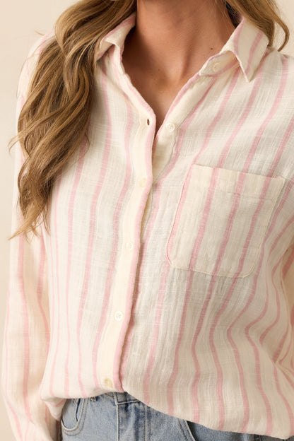 Z Supply Ivory Cotton Saturdays Stripe Gauze Shirt