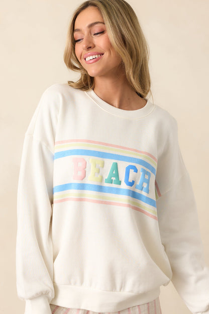 Z Supply Ivory Vanilla Ice Oversized Beach Sweatshirt