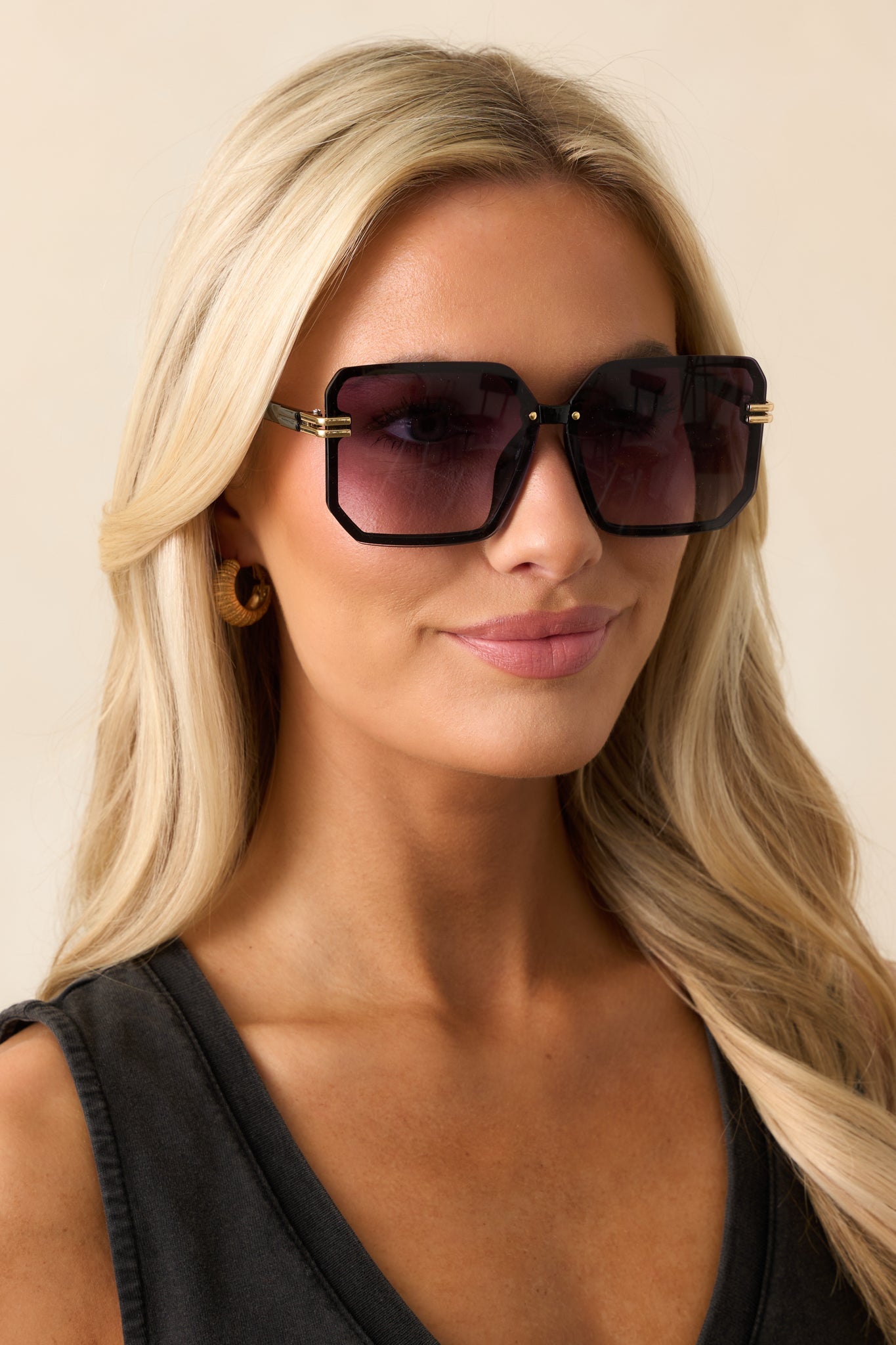 Glistening Lights Purple Square Sunglasses