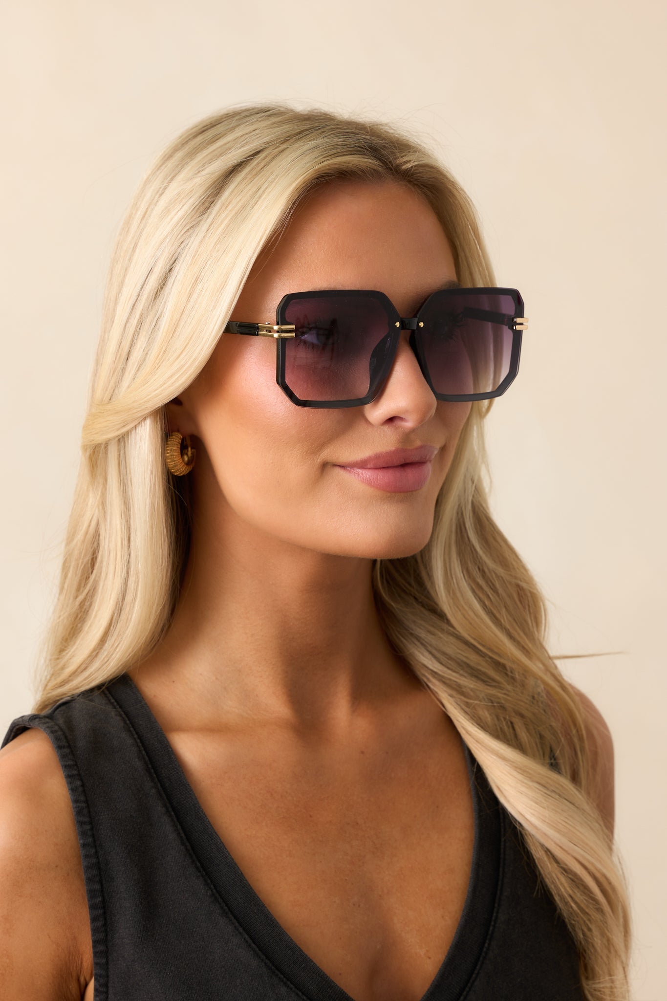 Glistening Lights Purple Square Sunglasses