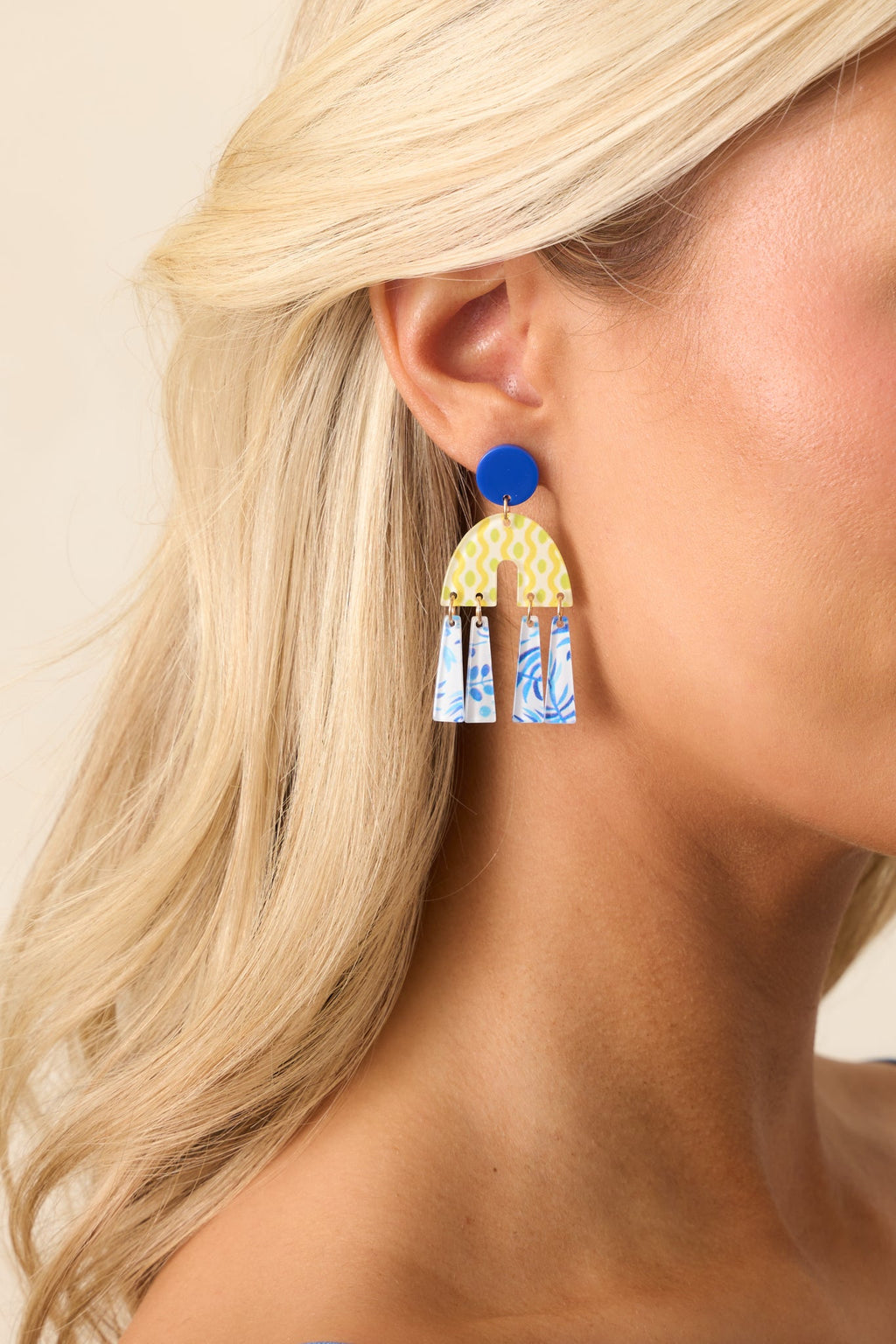 A World Of Wonder Blue Geometric Drop Earrings