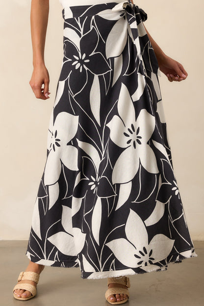 Z Supply Black Floral Salerno Madero Wrap Skirt