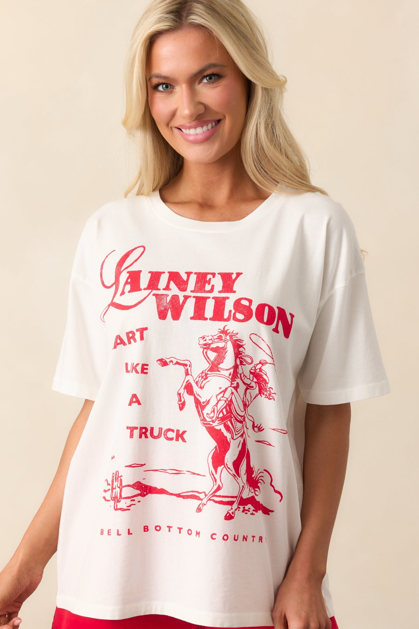 Lainey Wilson Vintage White Bell Bottom Country Merch Tee