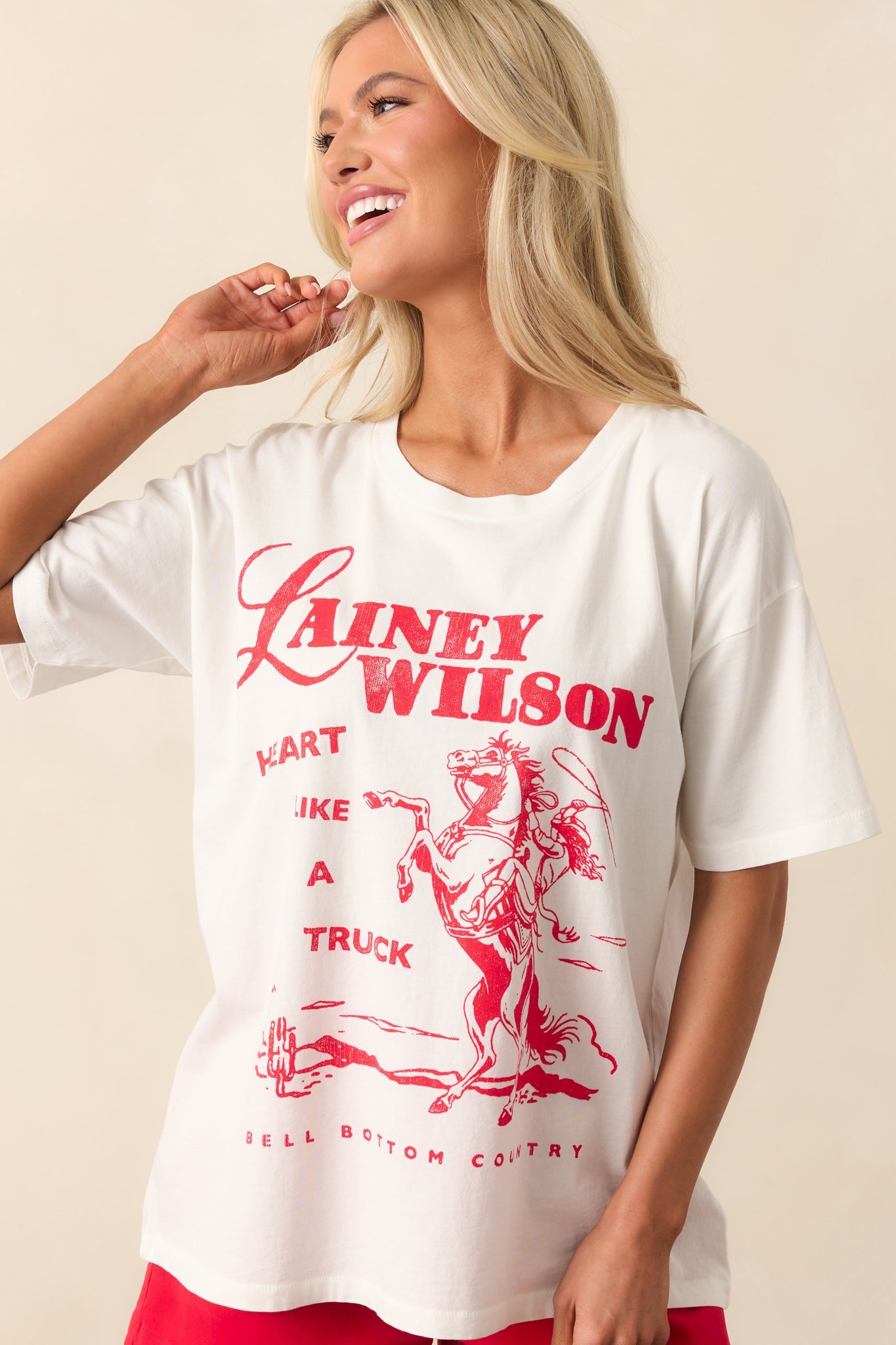 Lainey Wilson Vintage White Bell Bottom Country Merch Tee