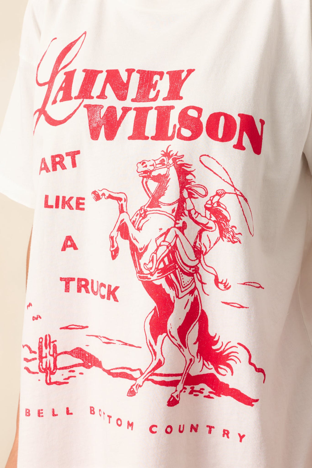 Lainey Wilson Vintage White Bell Bottom Country Merch Tee