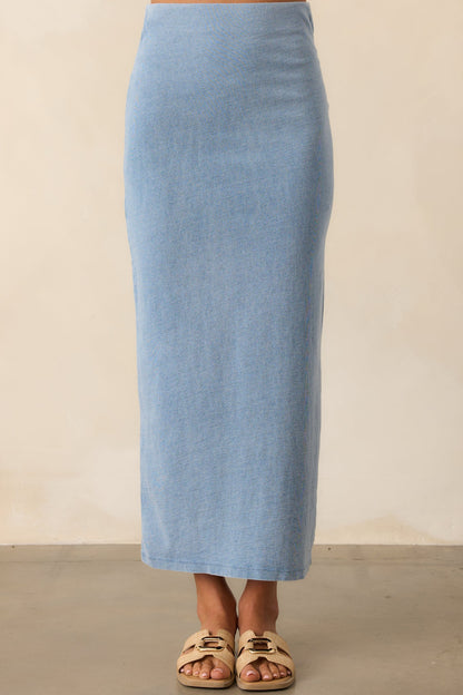 Z Supply Medium Indigo Gail Jersey Denim Midi Skirt