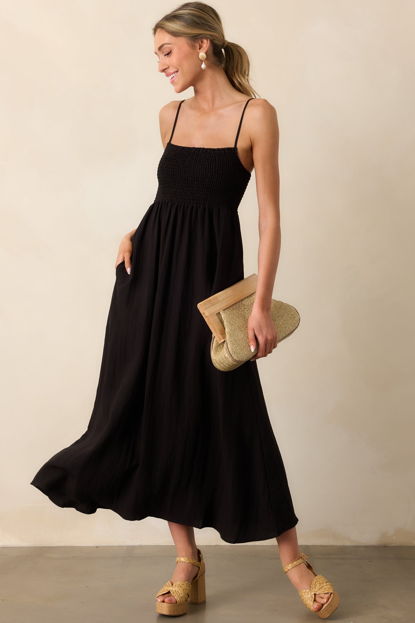 Z Supply Black Beachside Midi Dress