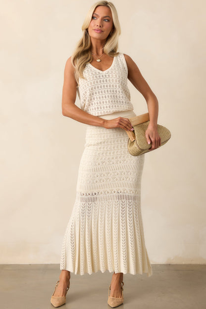 Z Supply Beige Soria Crochet Midi Skirt