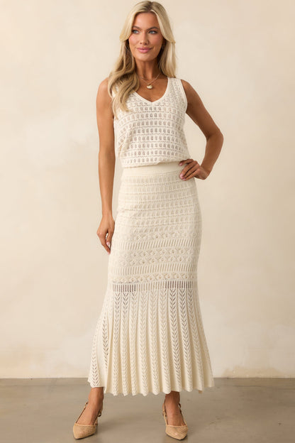 Z Supply Beige Soria Crochet Midi Skirt