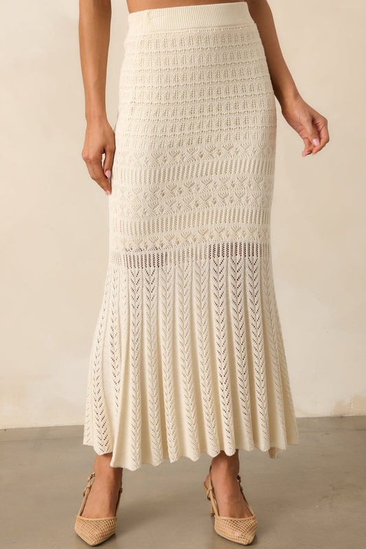 Z Supply Beige Soria Crochet Midi Skirt