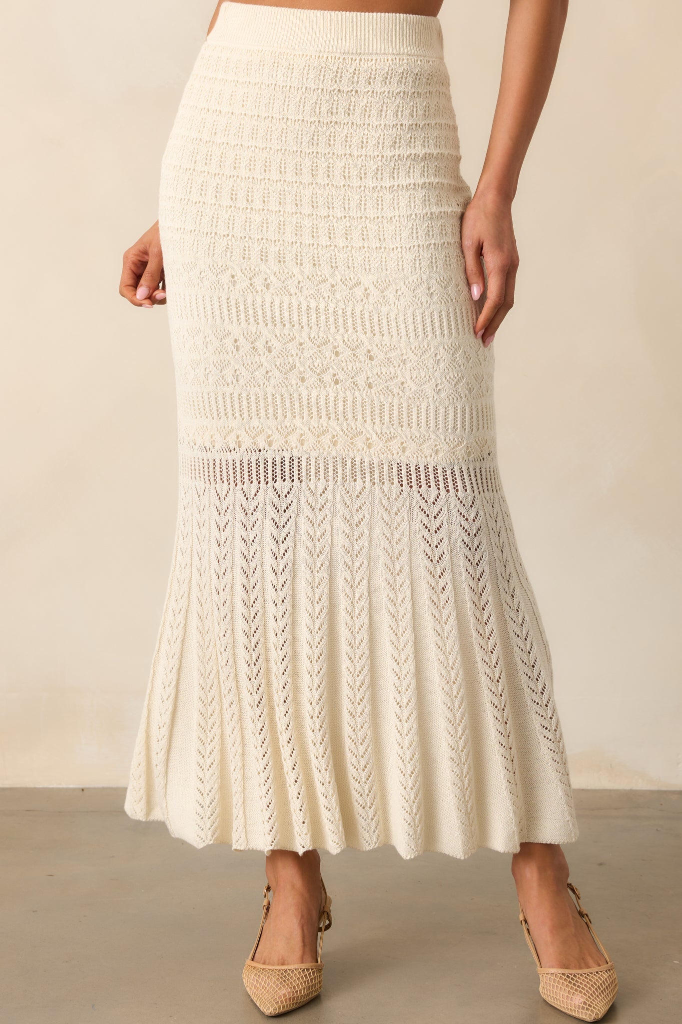 Z Supply Beige Soria Crochet Midi Skirt