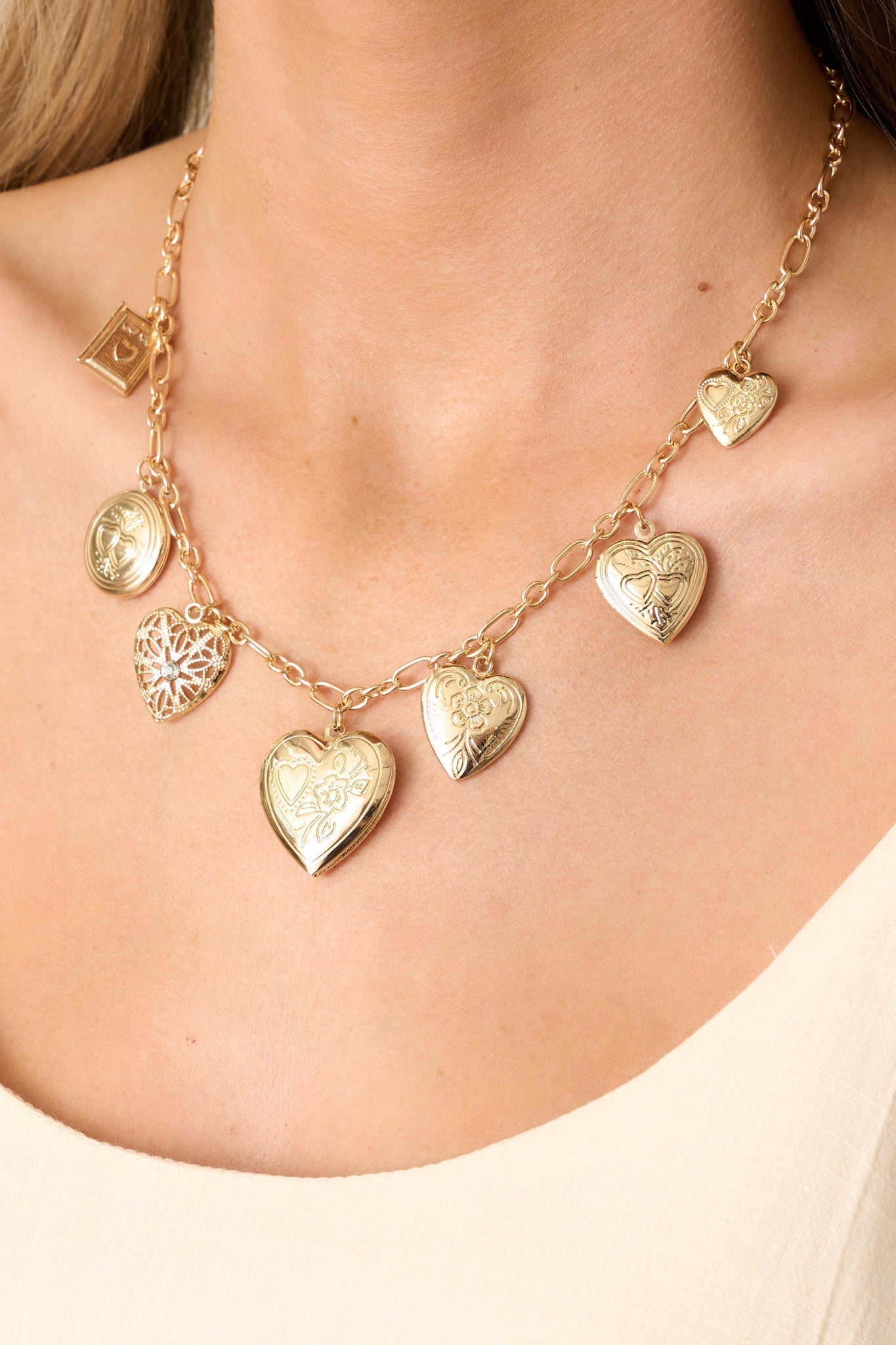 Find Your Happy Place Gold Locket Charm Necklace