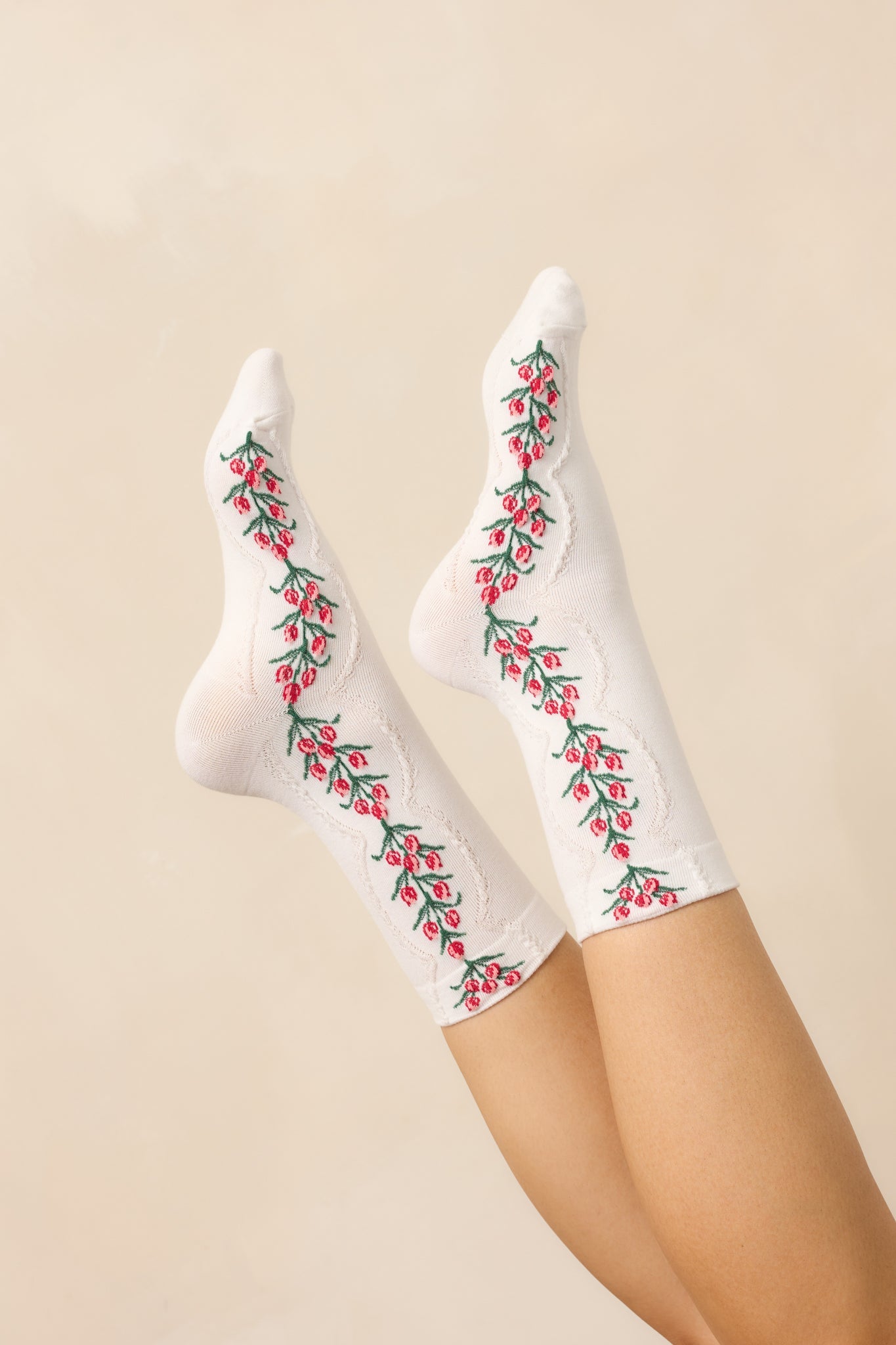 Blossom of the Beloved White Floral Crew Socks