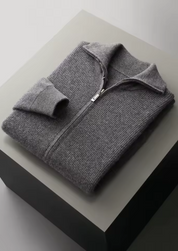 NOBA WOOL RIBBED ZIPPER CARDIGAN