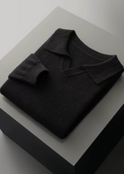 NOBA WOOL RIBBED BUTTONLESS POLO