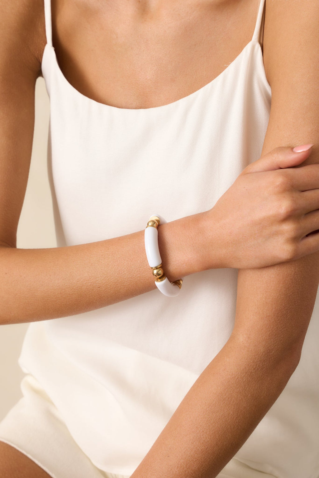 Keep It Bright Ivory Gold Beaded Bracelet