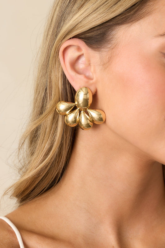 Feeling Like Forever Gold Oval Drop Earrings