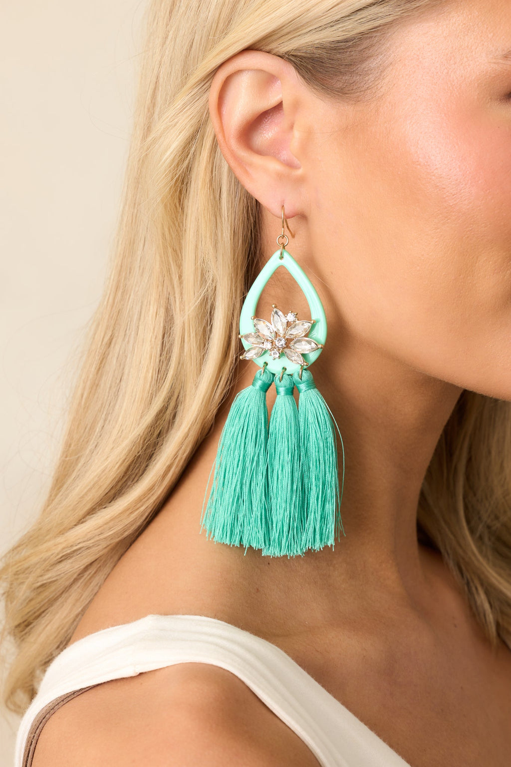 Dreamy Desires Turquoise Tassel Earrings