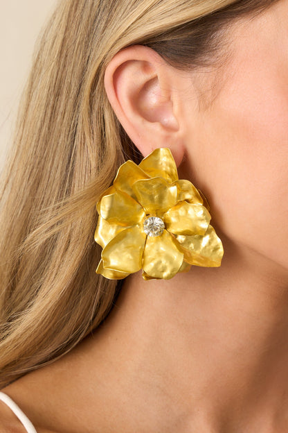 Everlasting Bliss Gold Floral Statement Earrings