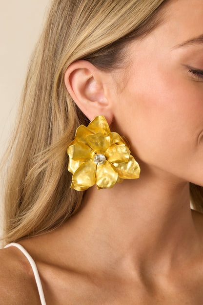 Everlasting Bliss Gold Floral Statement Earrings
