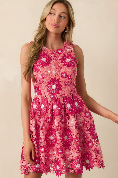 Celebrate Every Day Rose Pink Floral Embroidered Mini Dress