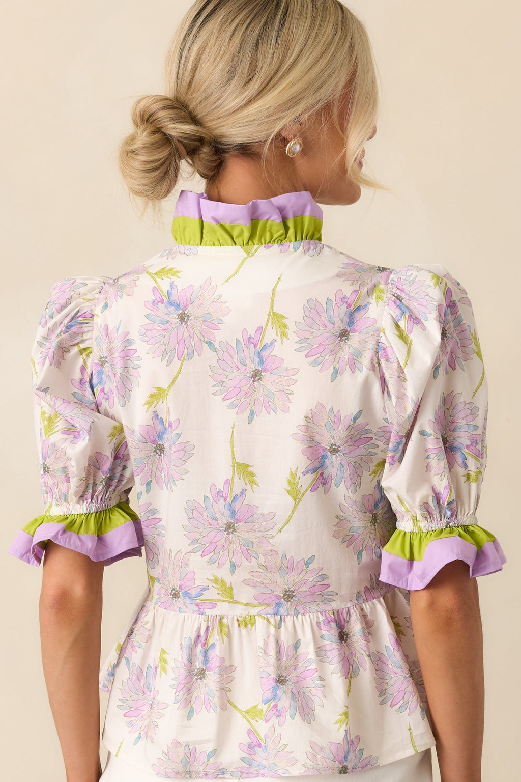 Happiness Is Homemade Lavender Floral Cotton Peplum Top