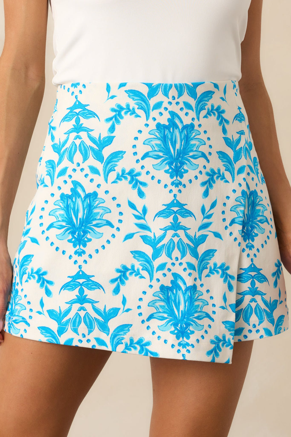 Finding Your Peace Blue Floral Cotton Envelope Skort