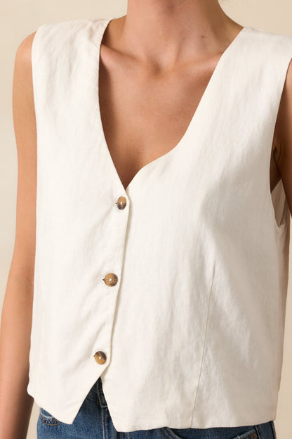 Z Supply White Marta Linen Vest