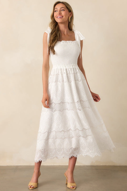 Forever And A Day White Cotton Embroidered Eyelet Maxi Dress