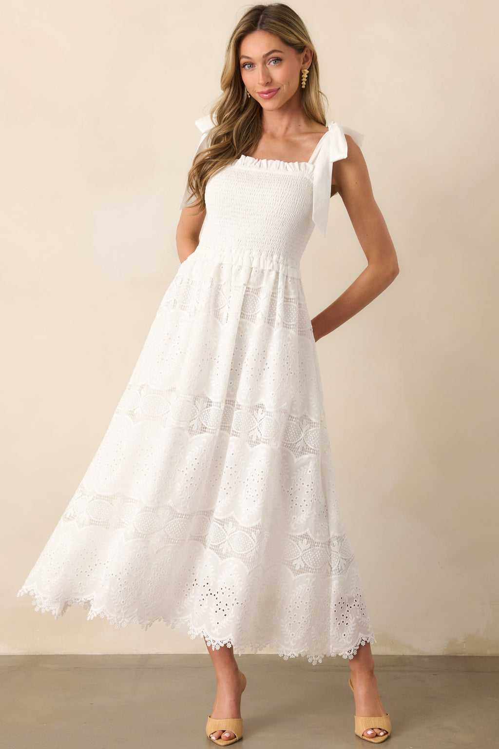 Forever And A Day White Cotton Embroidered Eyelet Maxi Dress