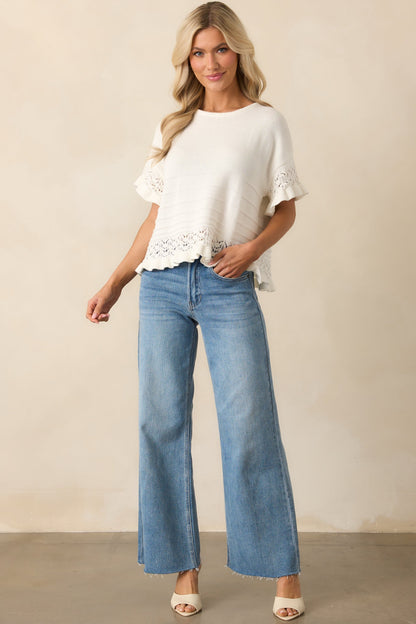 Call It How I See It Ivory Cotton Short Sleeve Knit Top