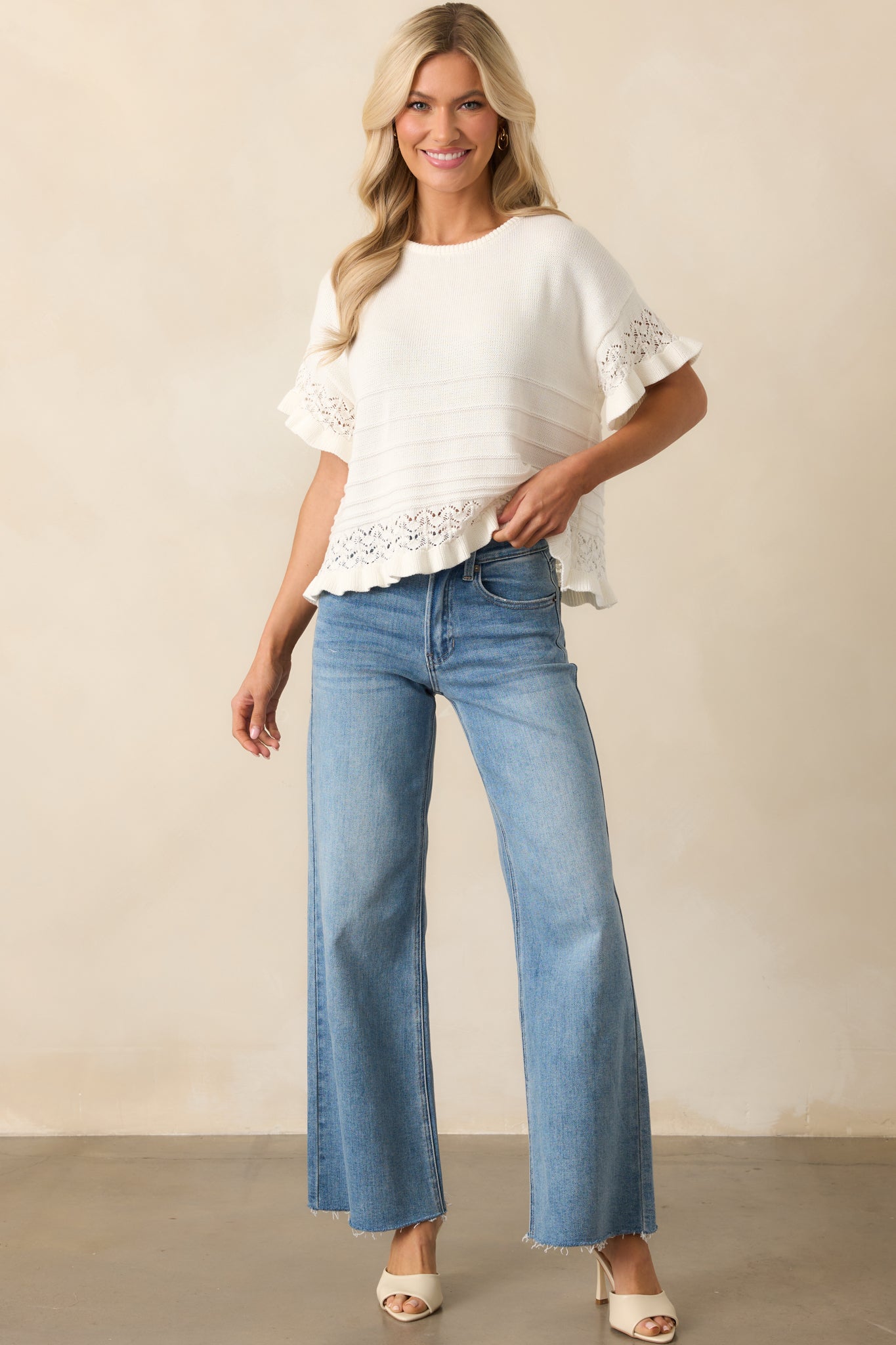 Call It How I See It Ivory Cotton Short Sleeve Knit Top