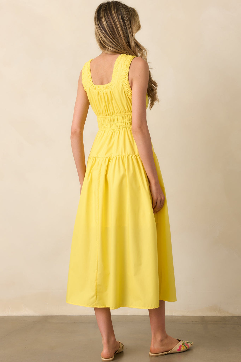 Better Late Than Never Yellow Sleeveless Midi Dress