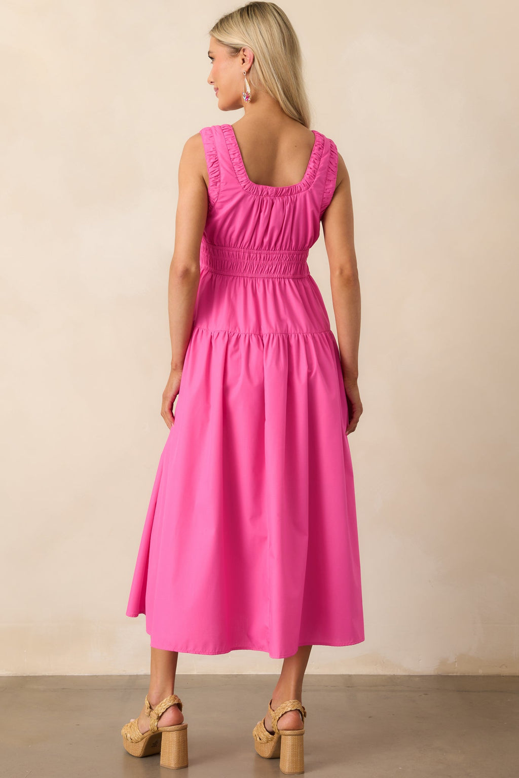 Better Late Than Never Hot Pink Sleeveless Midi Dress