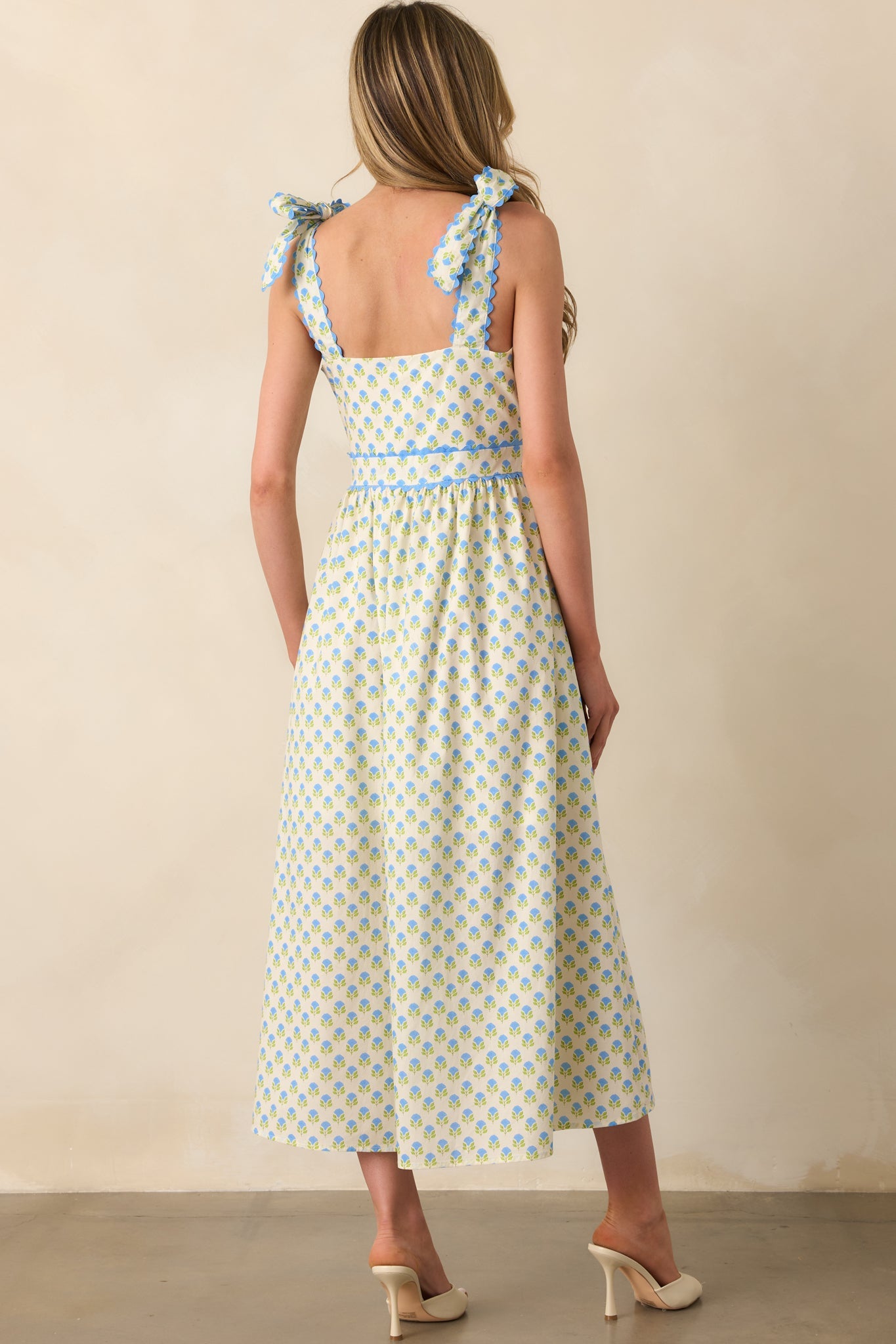 Hold Onto That Feeling Blue Floral Cotton Sleeveless Maxi Dress
