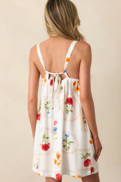 It Comes Easy To Me Ivory Floral Patchwork Mini Dress