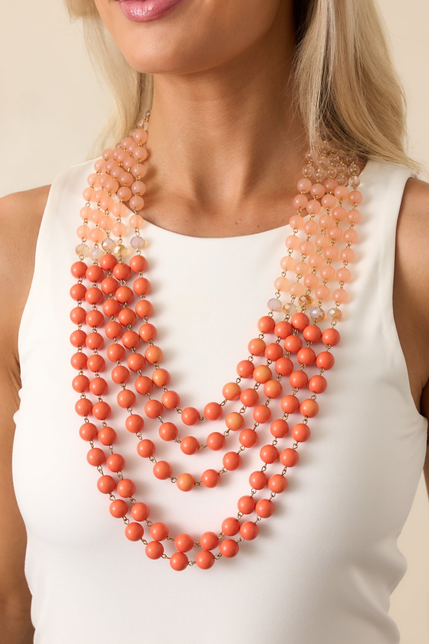 In The Sunroom Pink Coral Beaded Statement Necklace