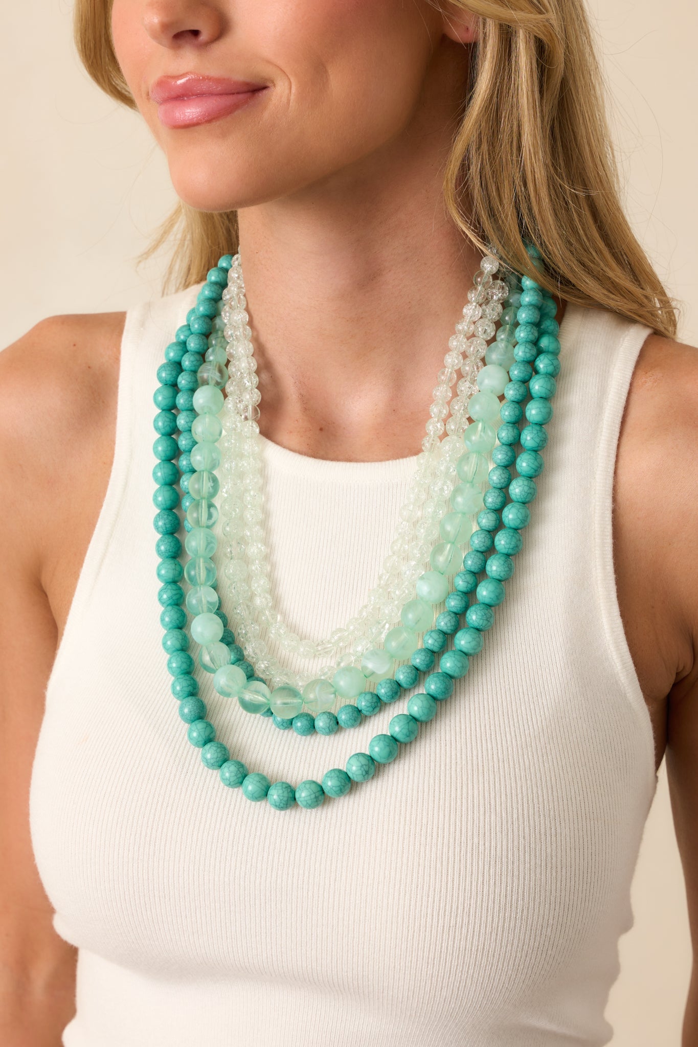 Chasing Waterfalls Turquoise Beaded Statement Necklace