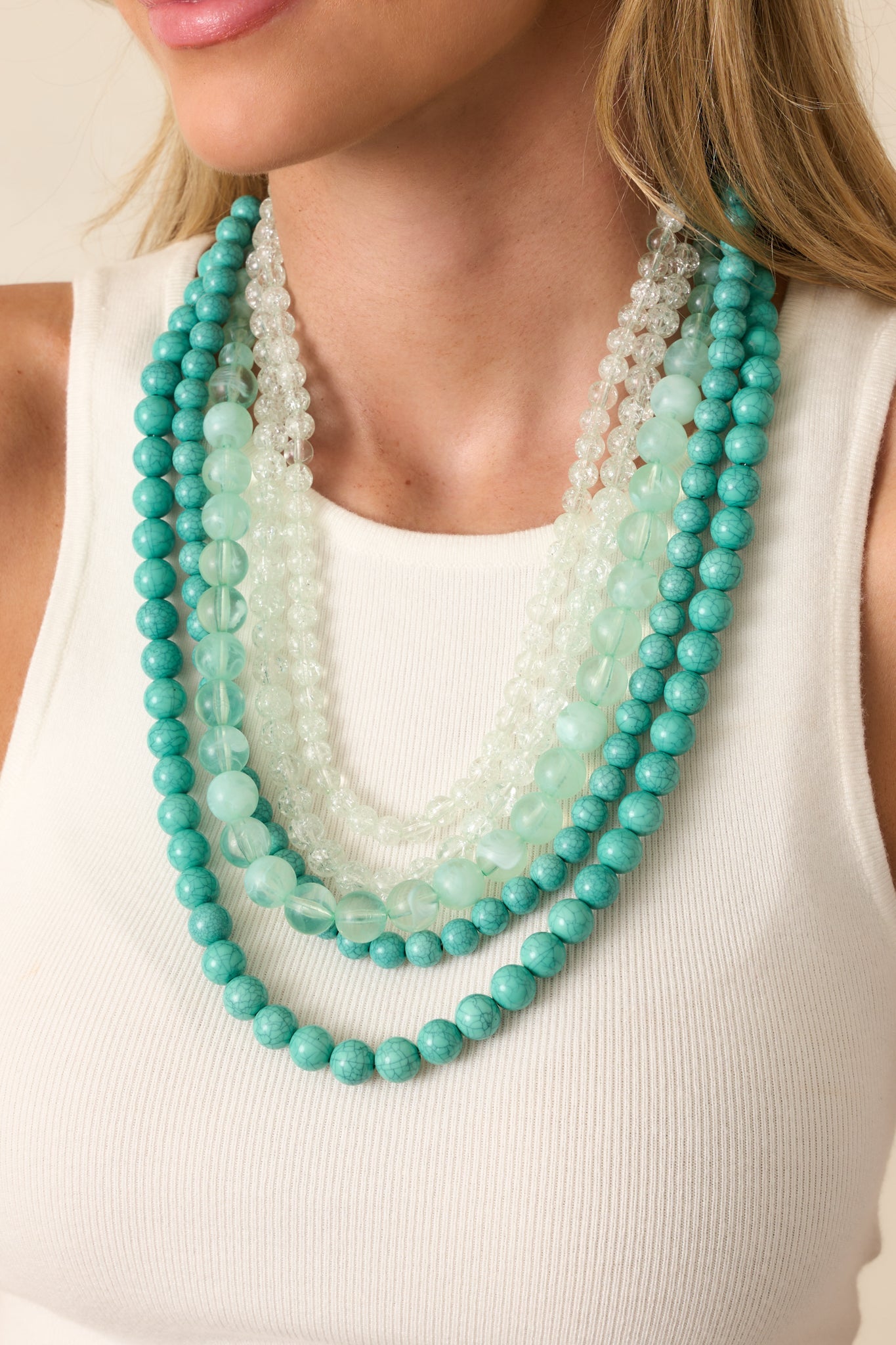 Chasing Waterfalls Turquoise Beaded Statement Necklace