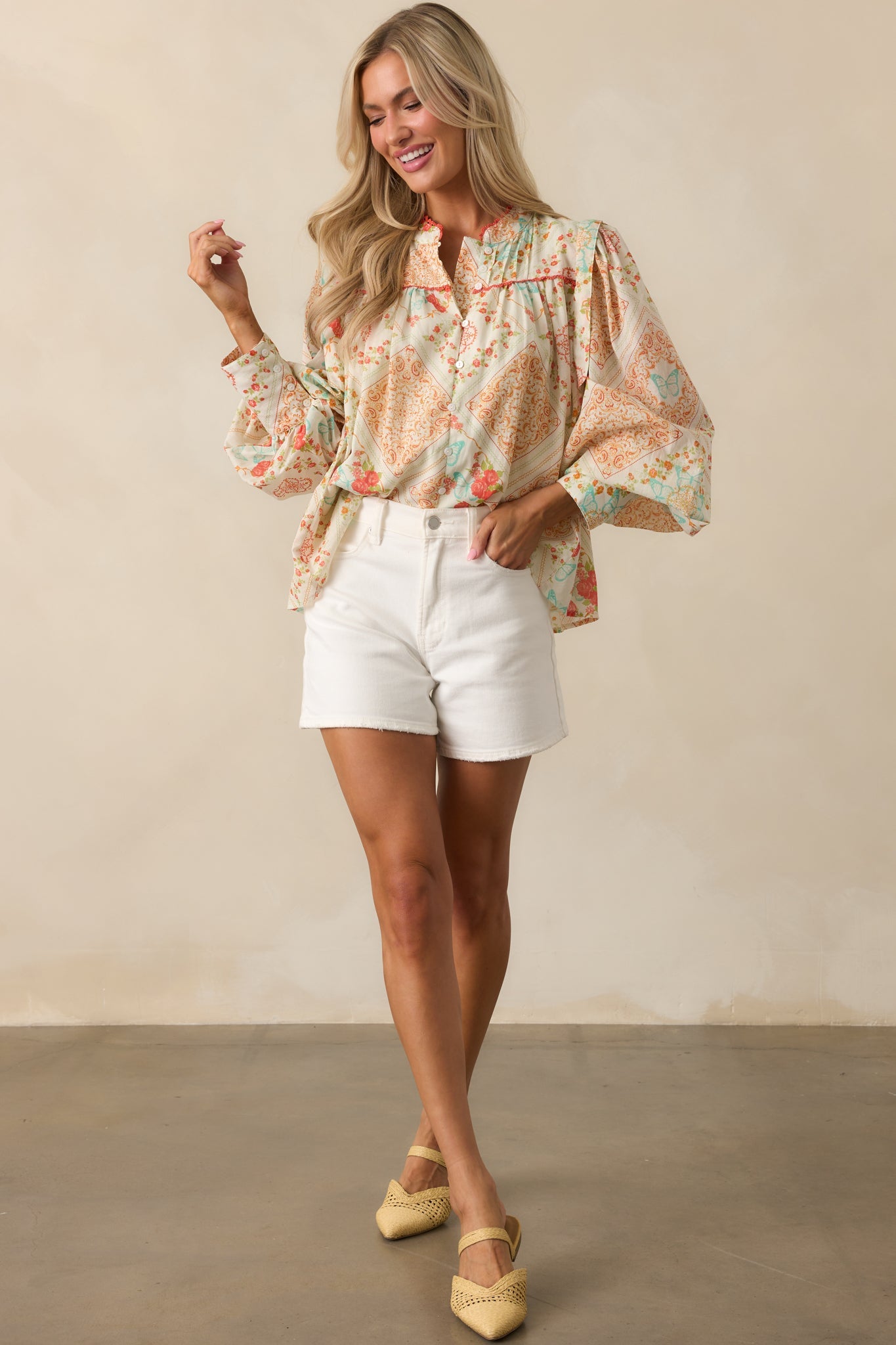 Headed To The Market White Denim Shorts