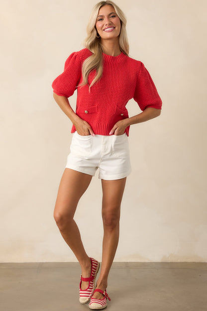 For The Moment Ivory High Waisted Patch Pocket Shorts