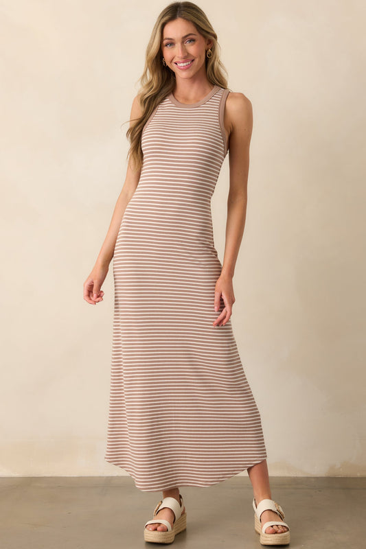 Z Supply Tan Iced Coffee Goodwin Stripe Midi Dress
