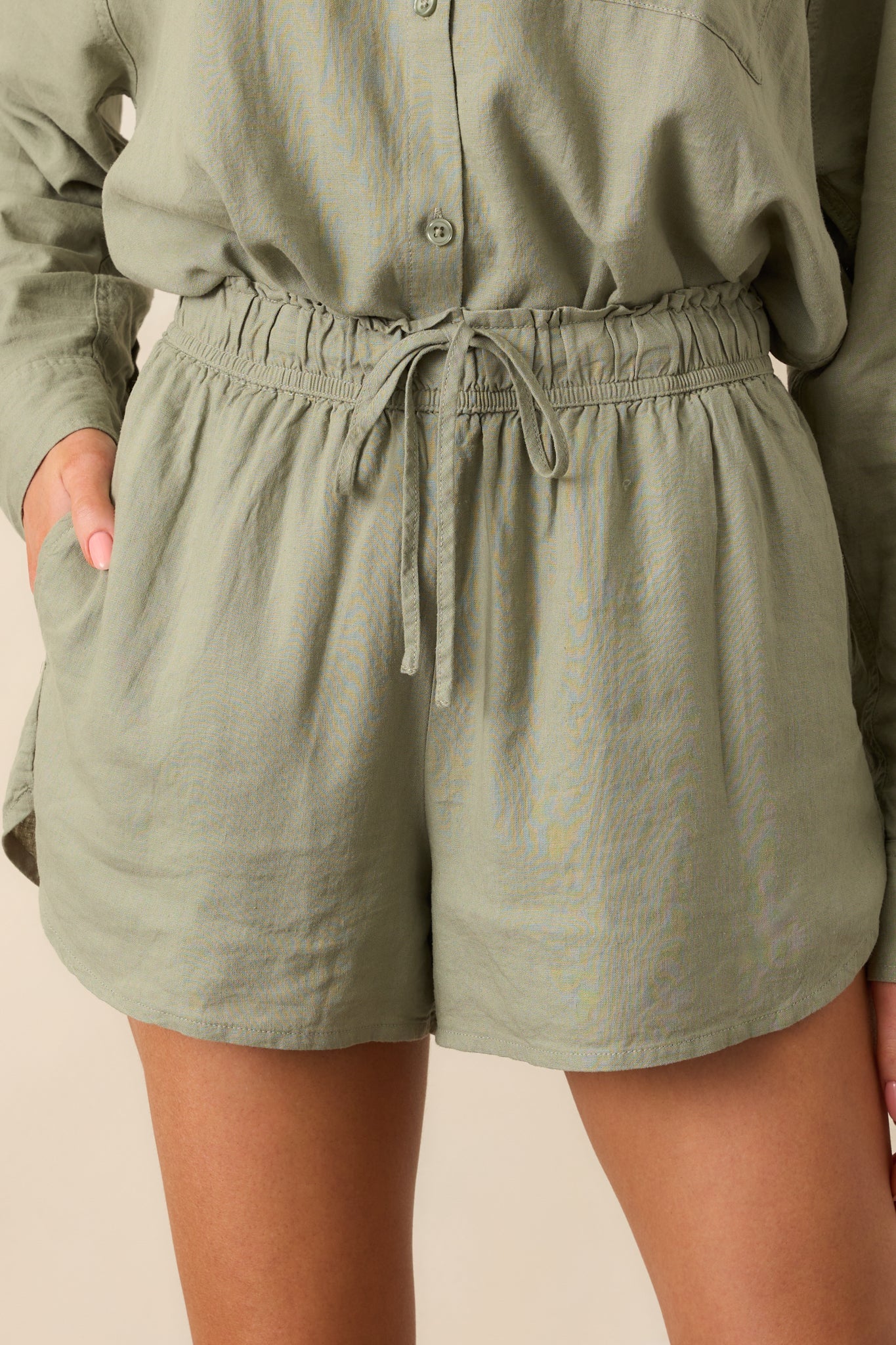 Z Supply Avocado Green Perfect Linen Short