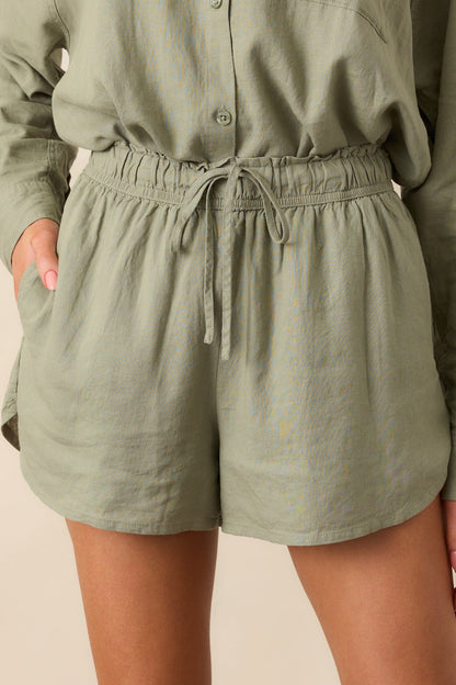 Z Supply Avocado Green Perfect Linen Short
