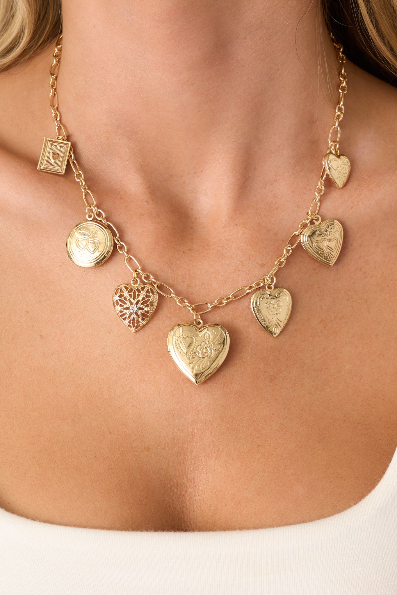 Find Your Happy Place Gold Locket Charm Necklace