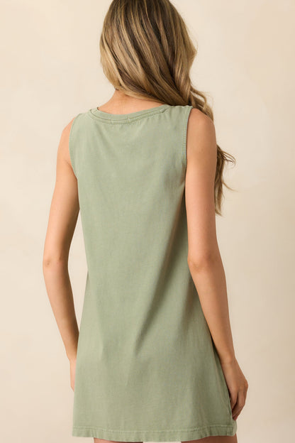 Z Supply Avocado Green Sloane V-Neck Mini Dress