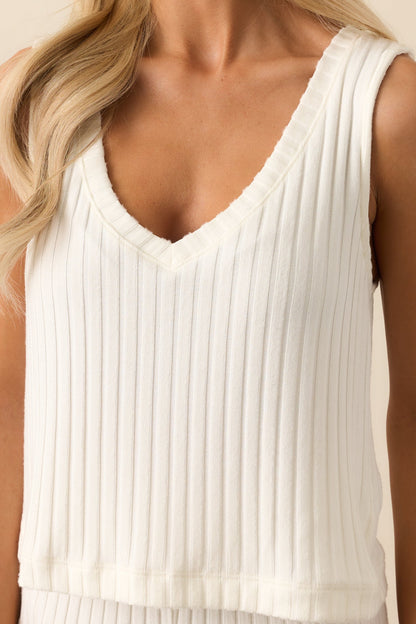 Z Supply Ivory Sloane V-Neck Silky Rib Tank