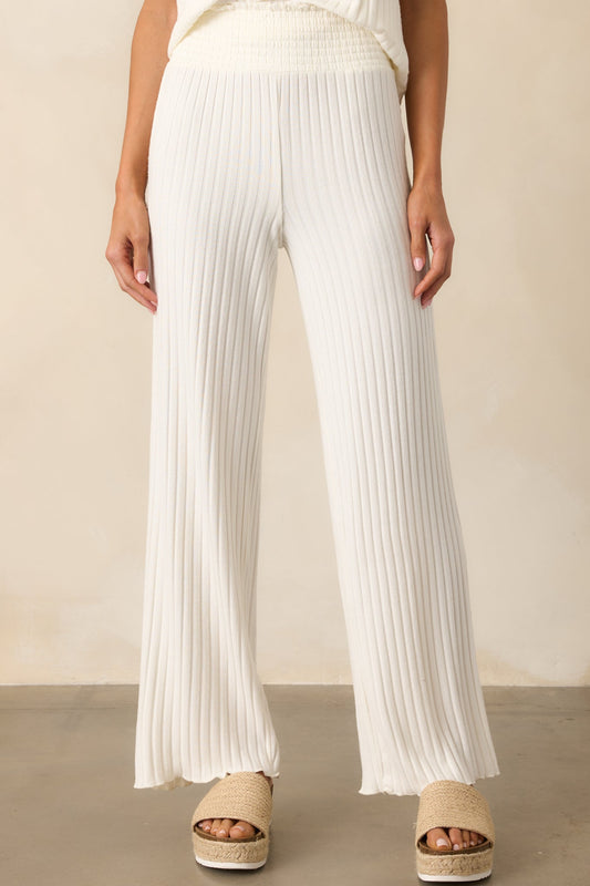 Z Supply Ivory Bone Dawn Smocked Rib Pant