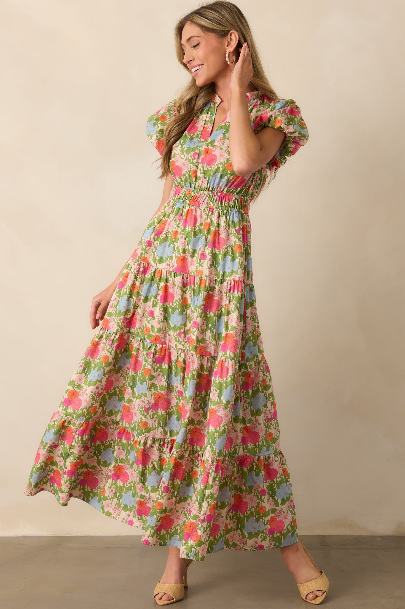 Leave It To Fate Pink Marigold Floral Cotton Maxi Dress