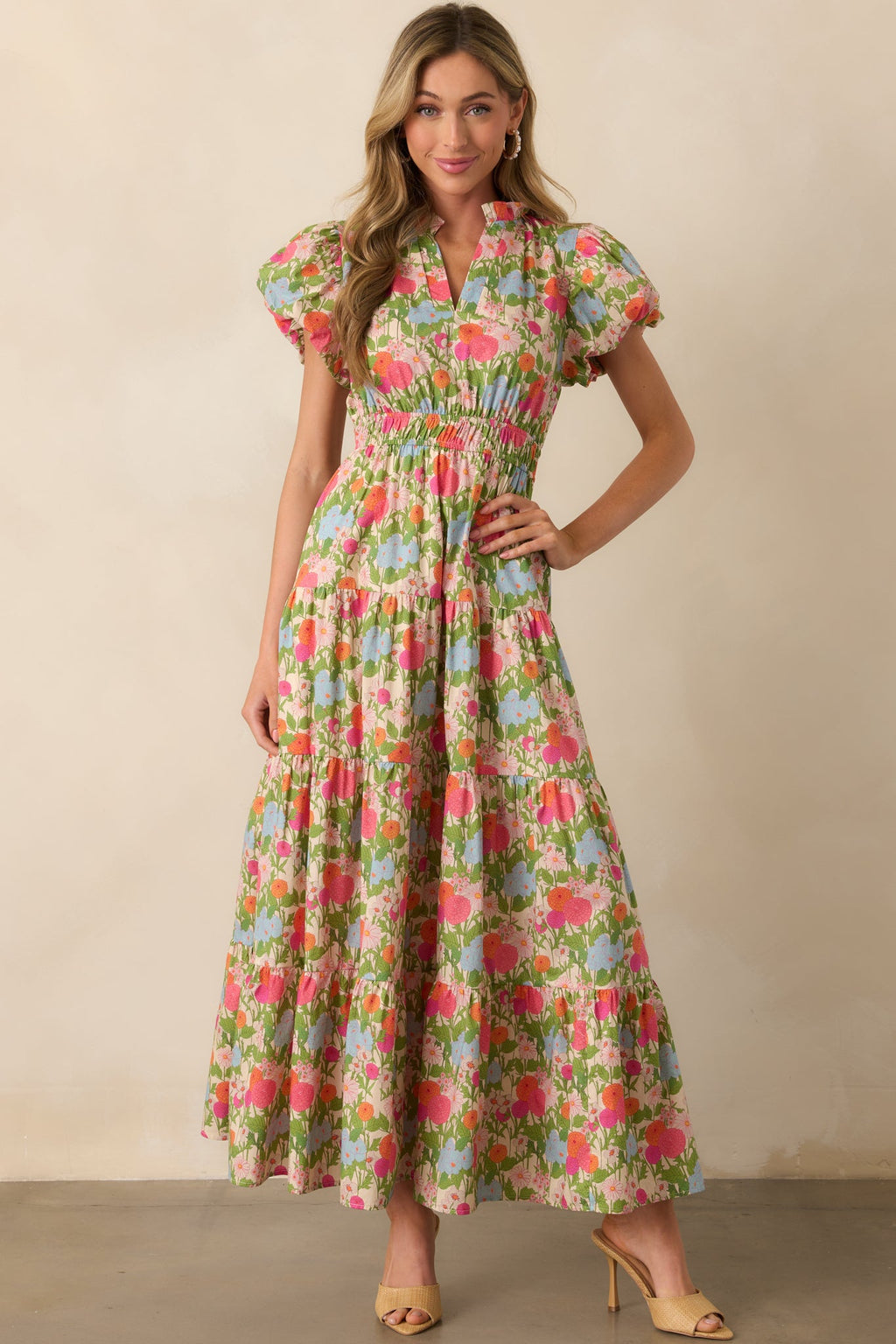 Leave It To Fate Pink Marigold Floral Cotton Maxi Dress